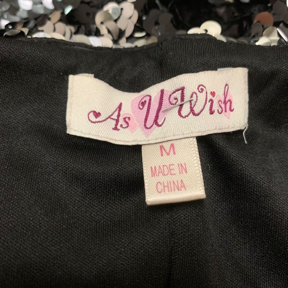 As U Wish Black/Silver Sequin Cocktail Dress Women’s Size M Strapless Lined - Picture 8 of 9